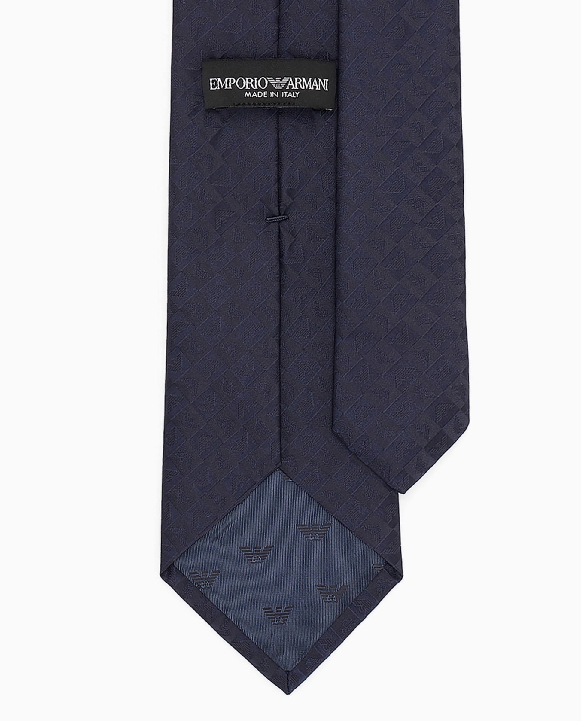 Gravata de Seda com Detalhe de Águias em Jacquard Azul-marinho-2