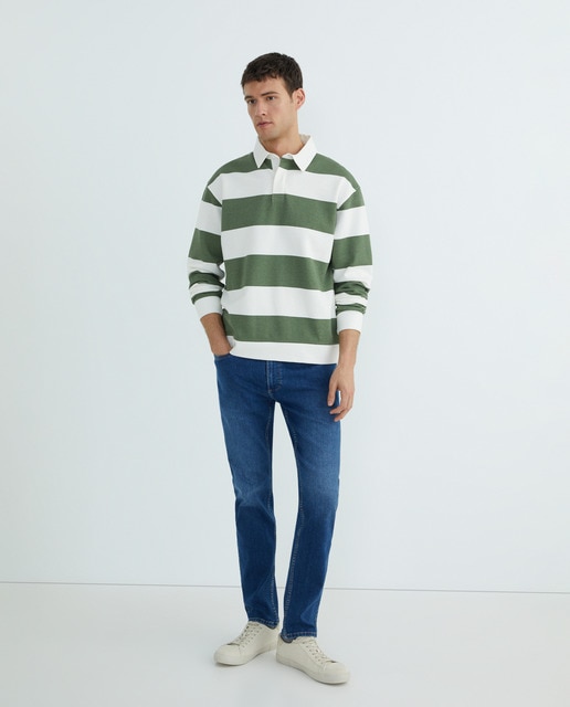 Imagen 0 de Sudadera de hombre rugby cuello polo rayas