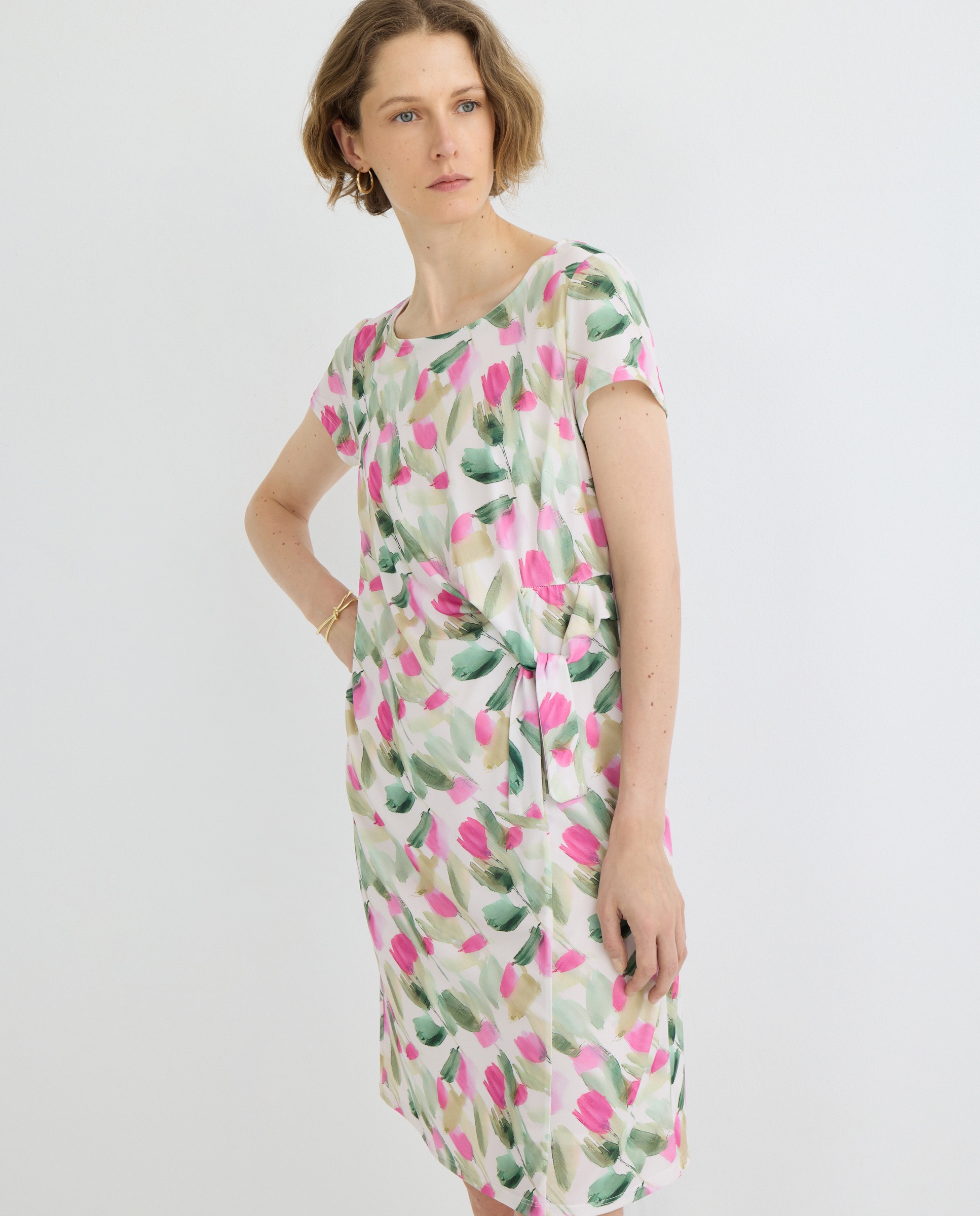 Vestido estampado com manga curta Rosa-2