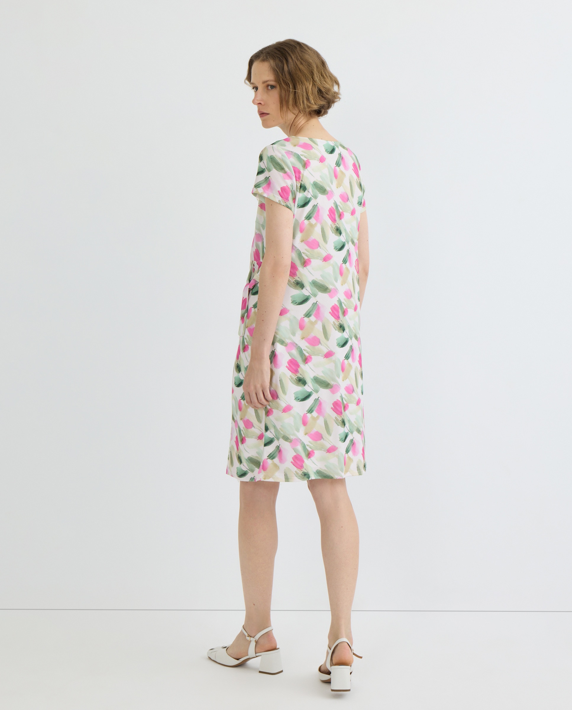 Vestido estampado com manga curta Rosa-3