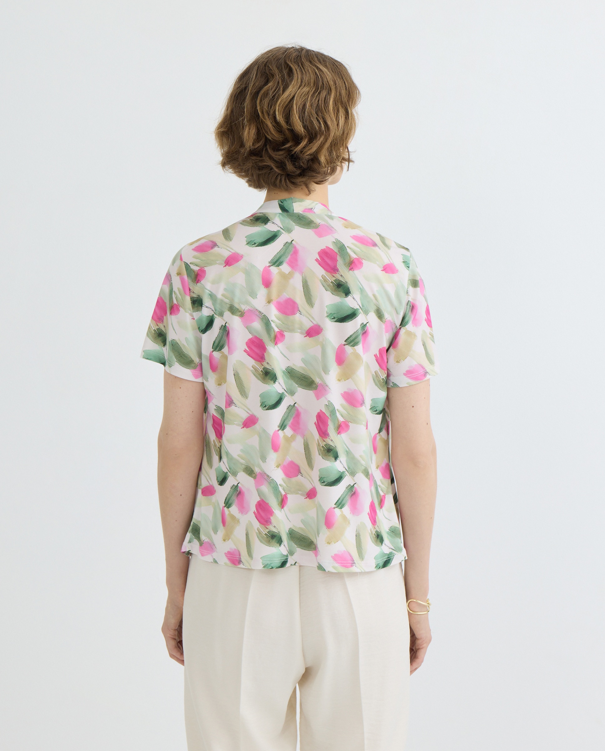 Blusa estampada com manga curta Rosa-3
