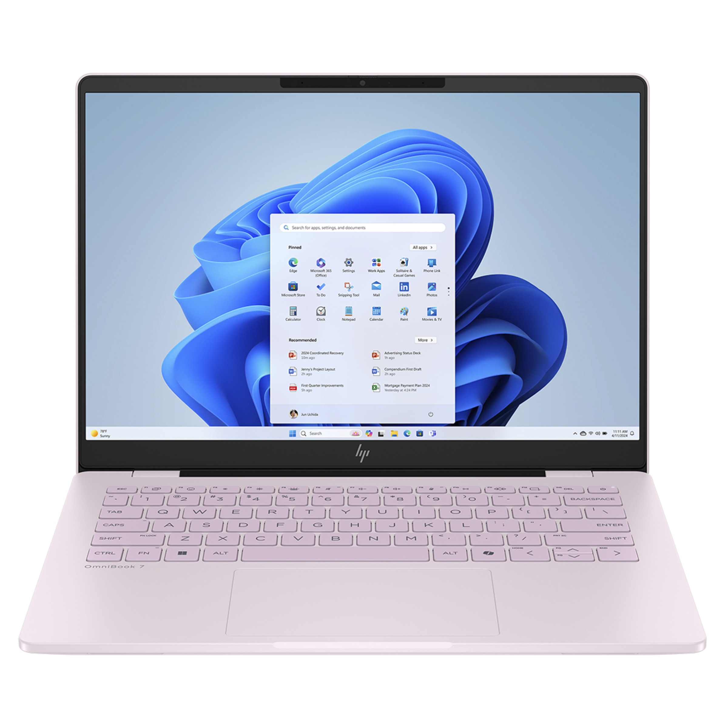 Portátil HP OmniBook 7 14-fr0002ns, Intel Core Ultra 7 EVO-255h, 32GB, 1TB SSD, 14" OLED, W11 Rosa-1