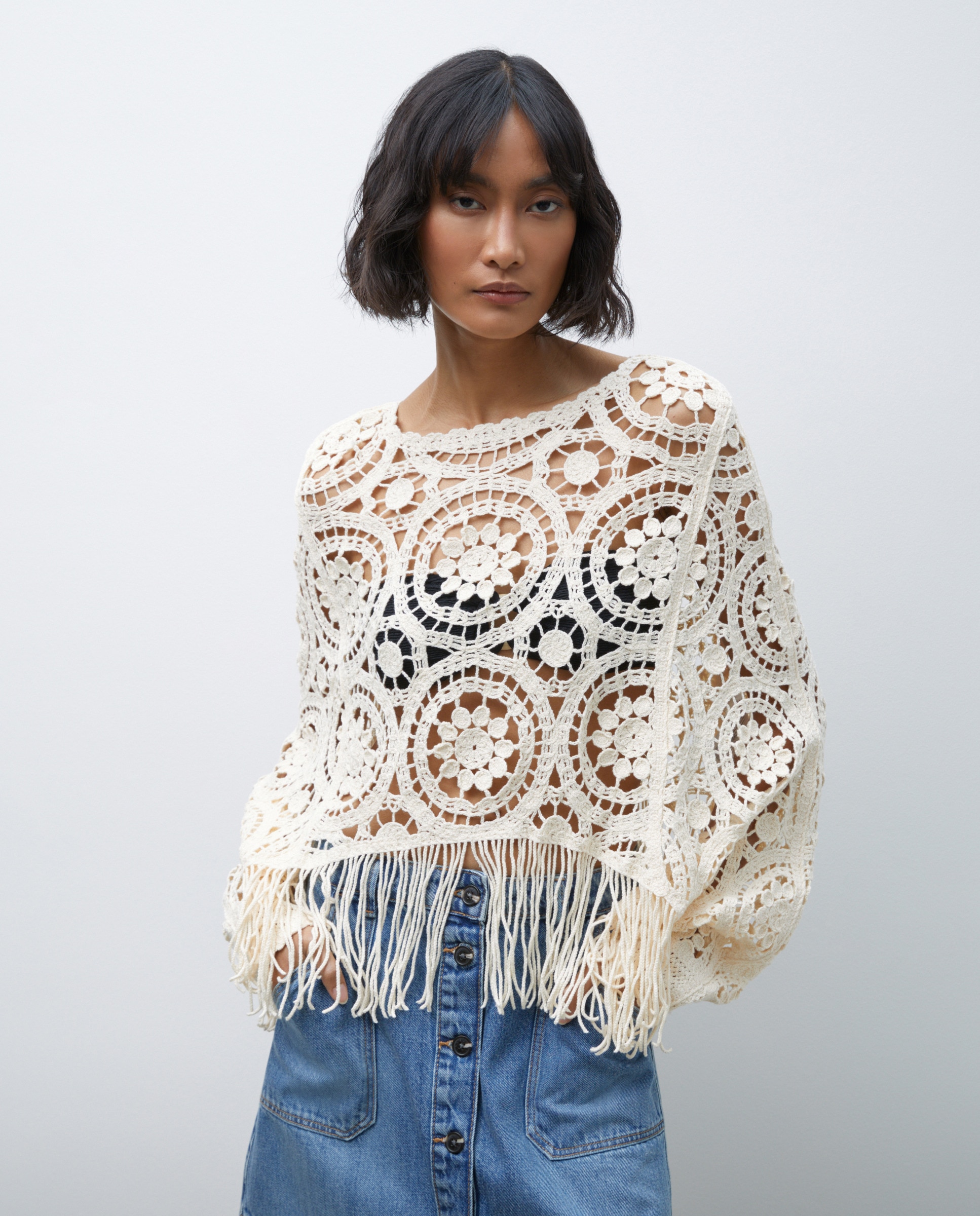 Poncho de Crochet 120 Cru-2