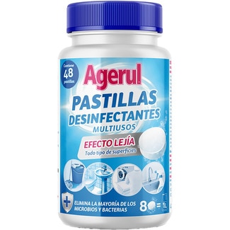 desinfectante multiusos efecto lejía elimina la mayoría de microbios y bacterias bote 48 pastillas para todo tipo de superficies - Agerul