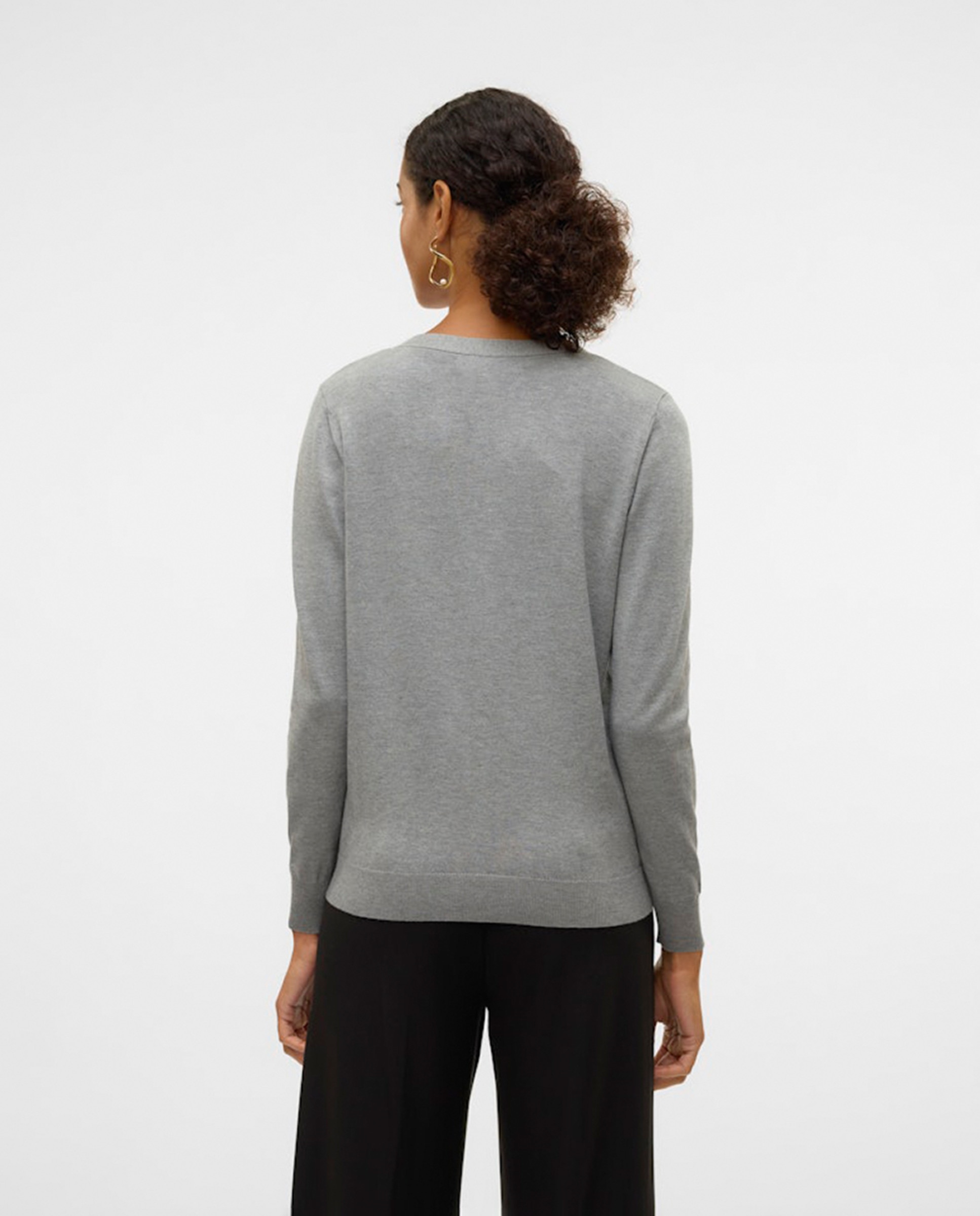 Cardigan de Ponto Liso Cinzento-3