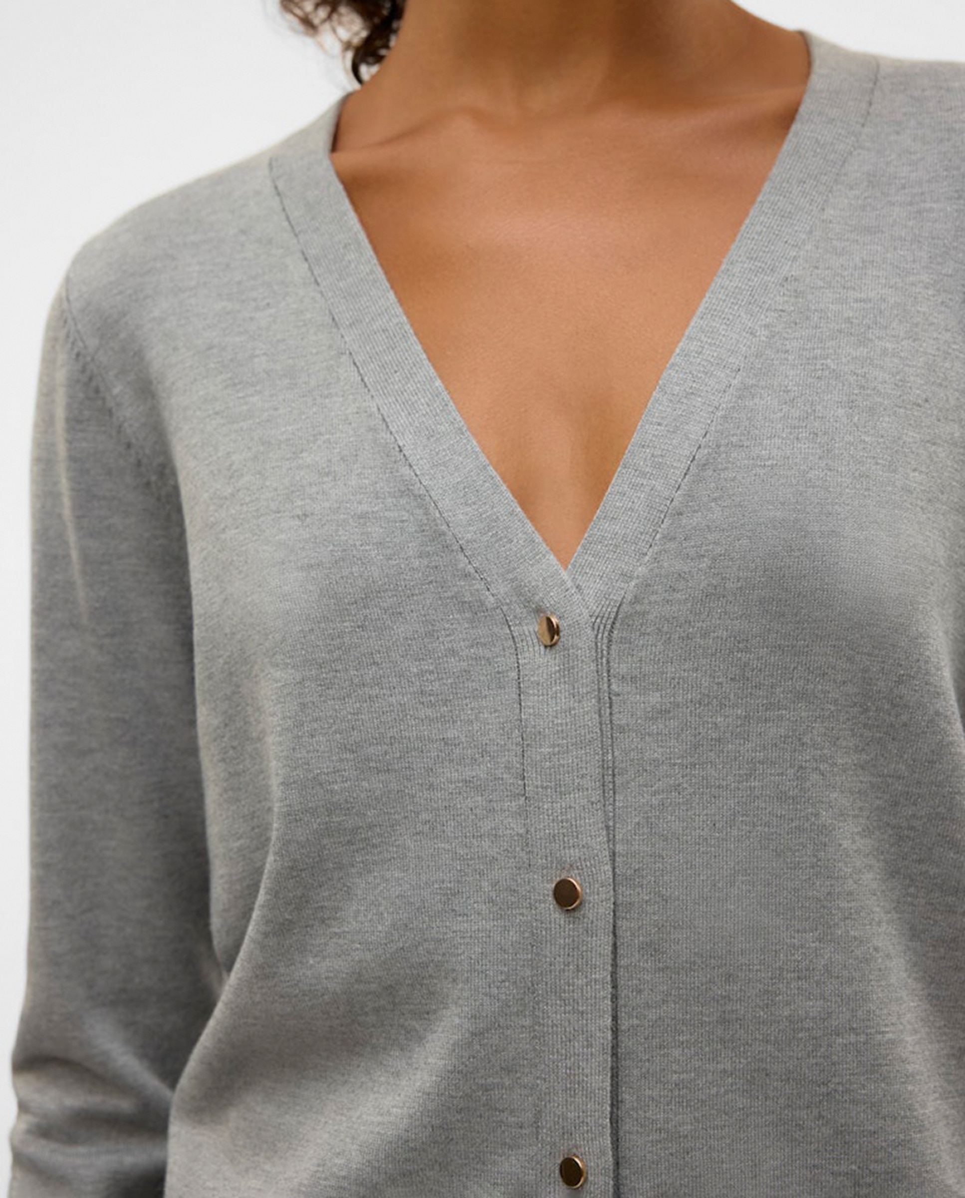 Cardigan de Ponto Liso Cinzento-2