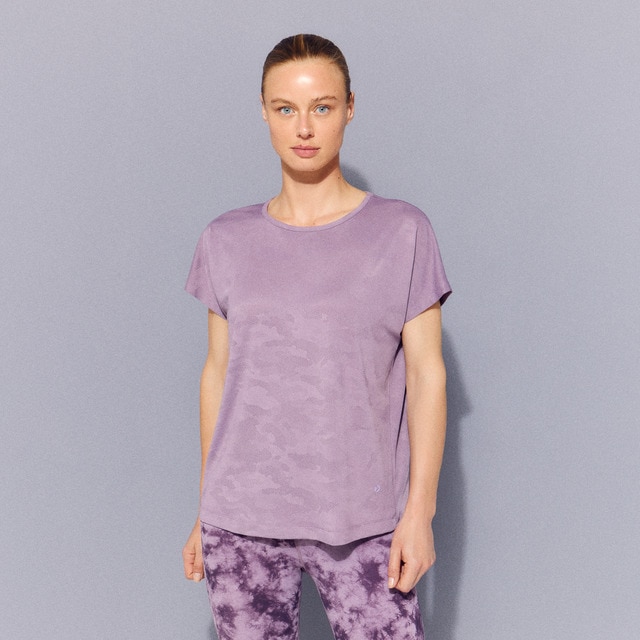 Imagem 0 de T-shirt de Training de Mulher com Jacquard e Manga Curta