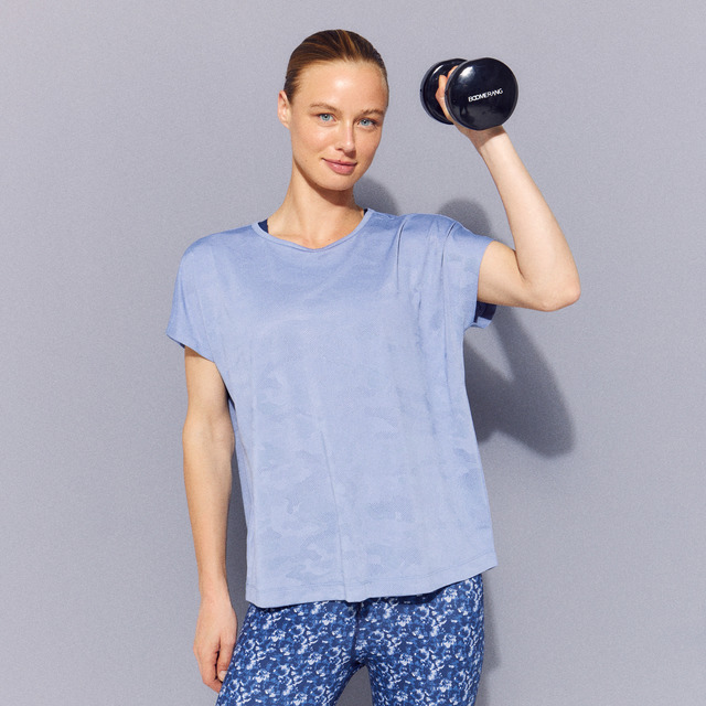 Imagem 0 de T-shirt de Training de Mulher com Jacquard e Manga Curta
