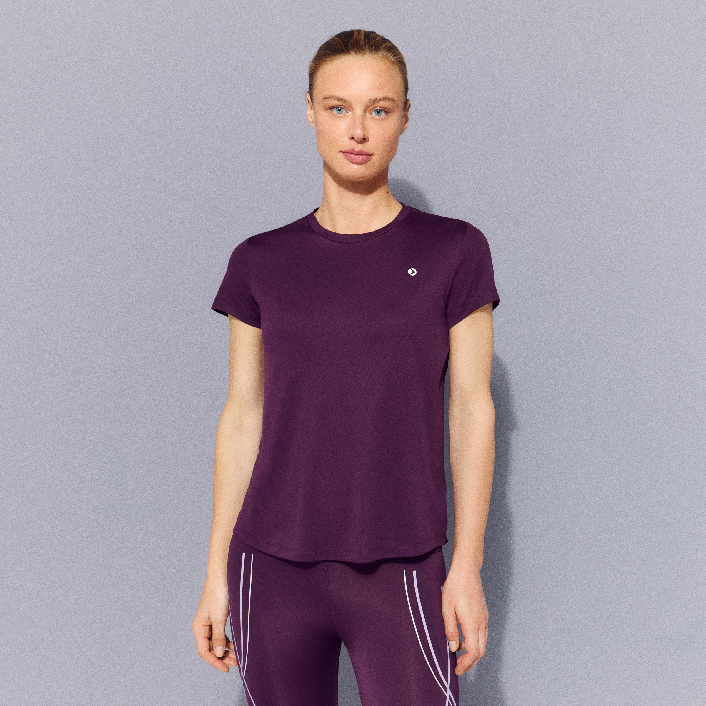 T-shirt Básica de Running de Mulher Rosa-1