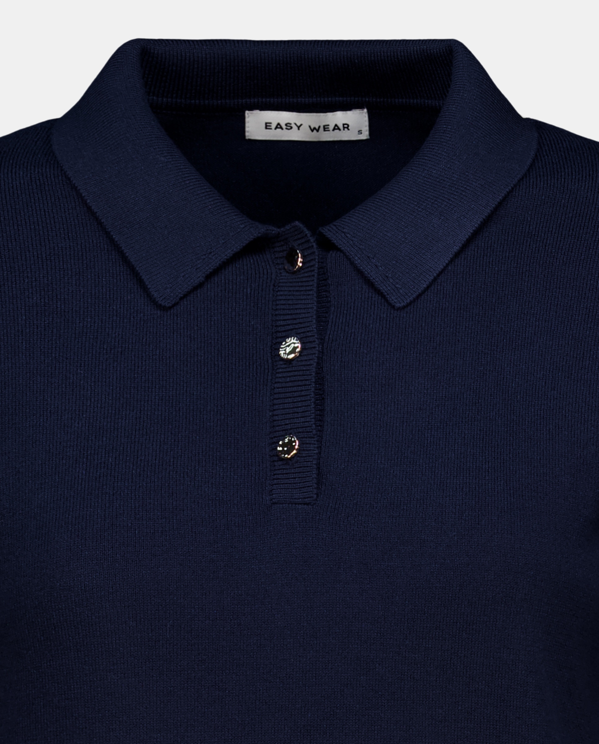 Camisola de Malha com Colarinho de Polo e Botões Dourados Azul-marinho-6
