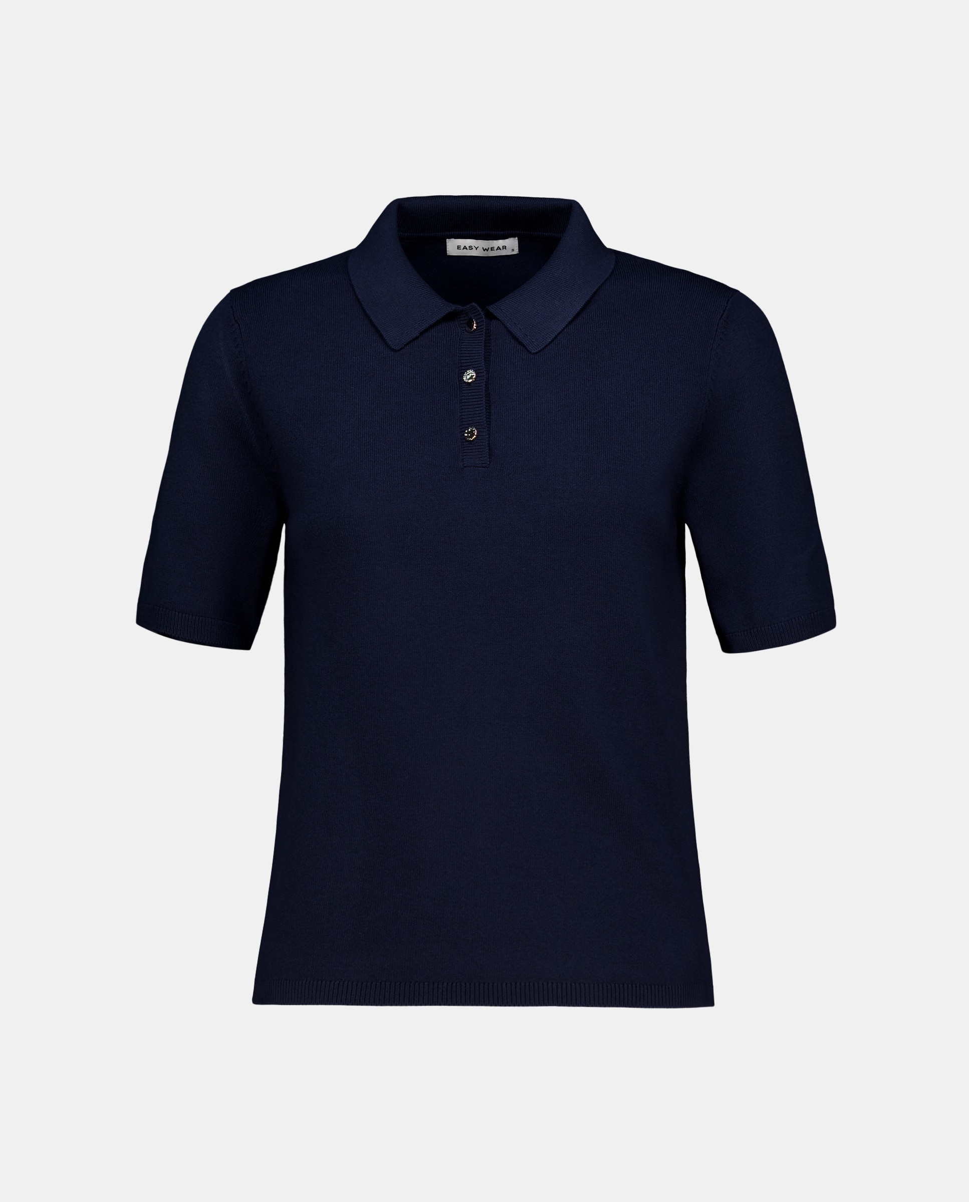 Camisola de Malha com Colarinho de Polo e Botões Dourados Azul-marinho-5