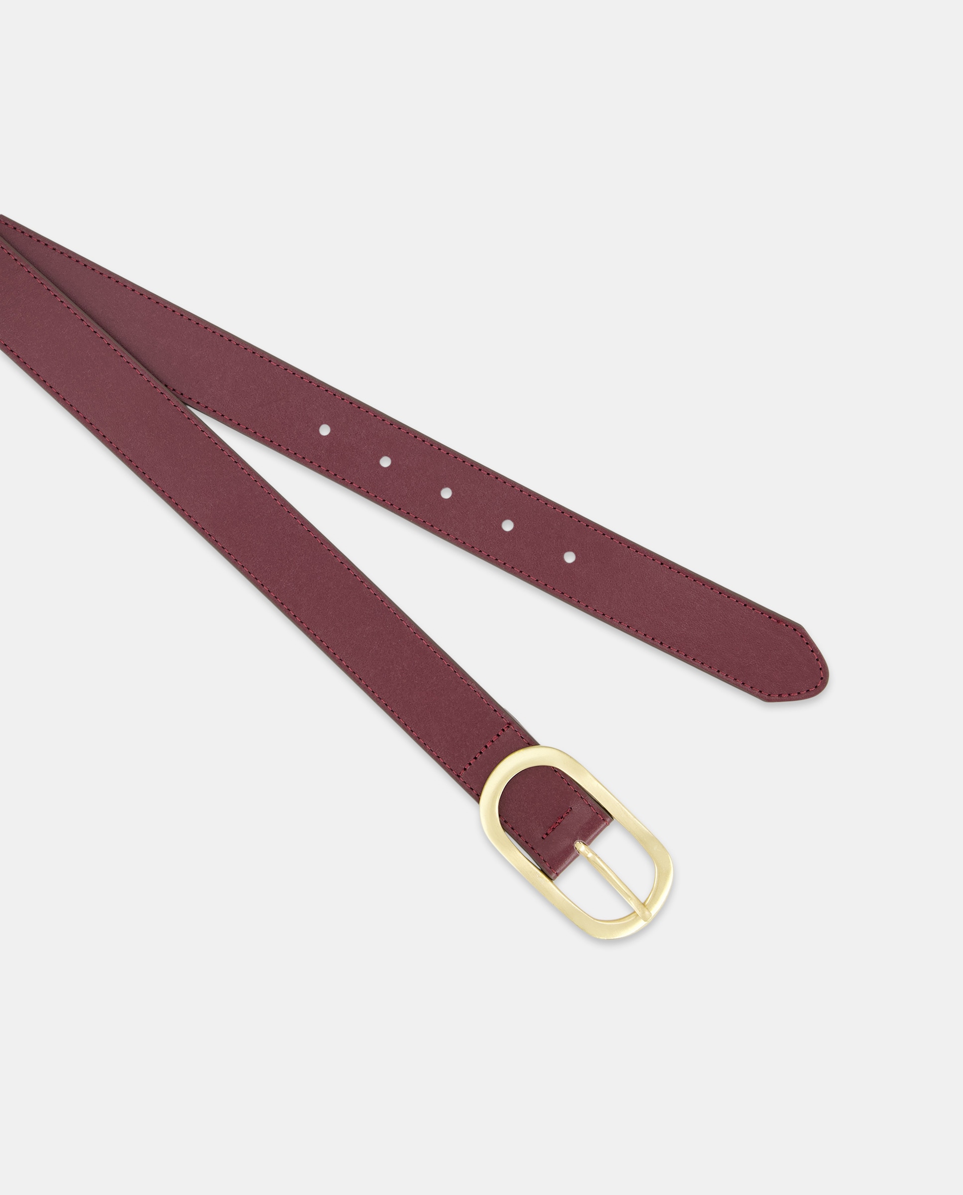 Cinto em Pele com Fivela Oval Bordeaux-2