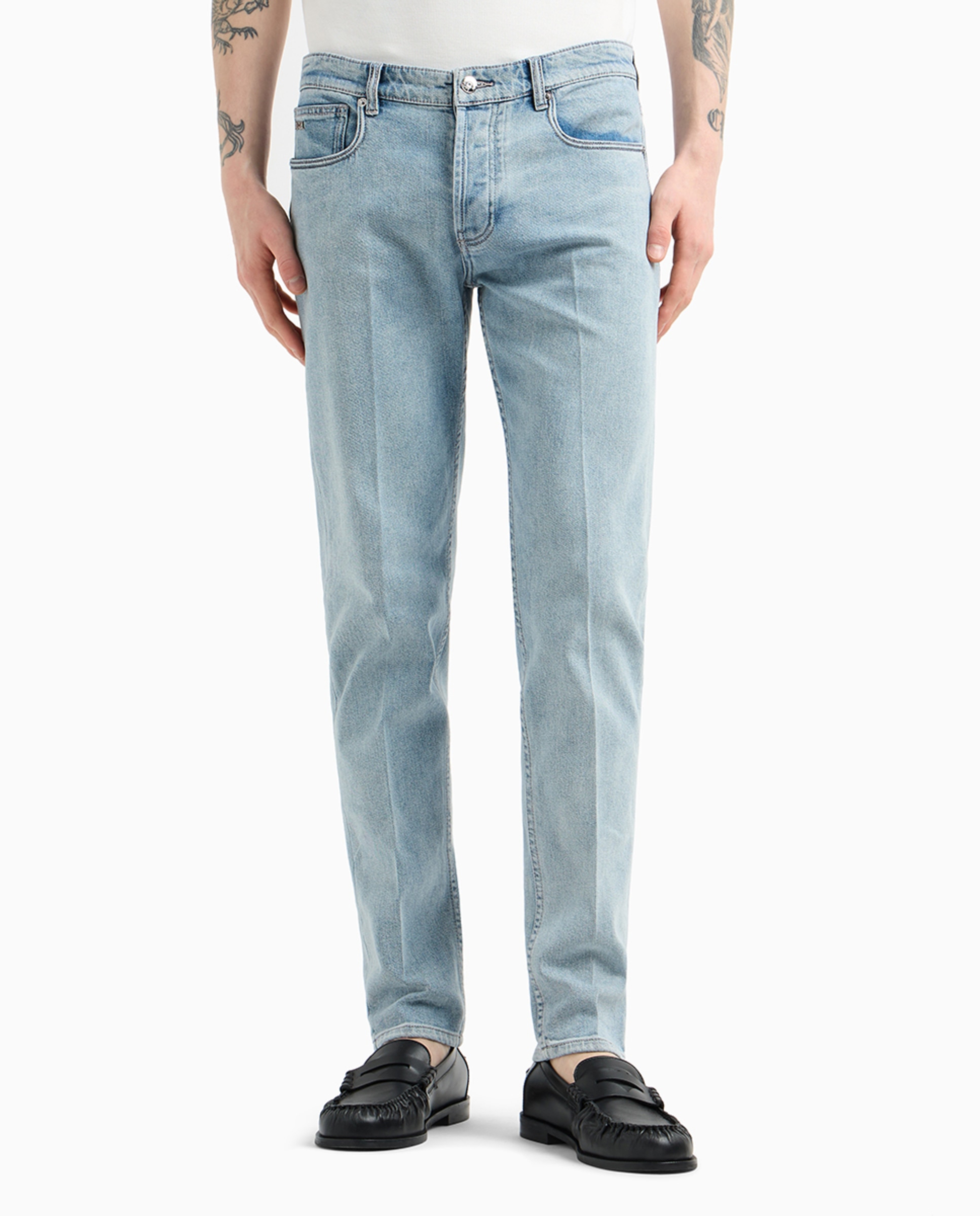 Jeans J75 Slim Fit de Ganga com Lavagem Clara Azul-claro-2