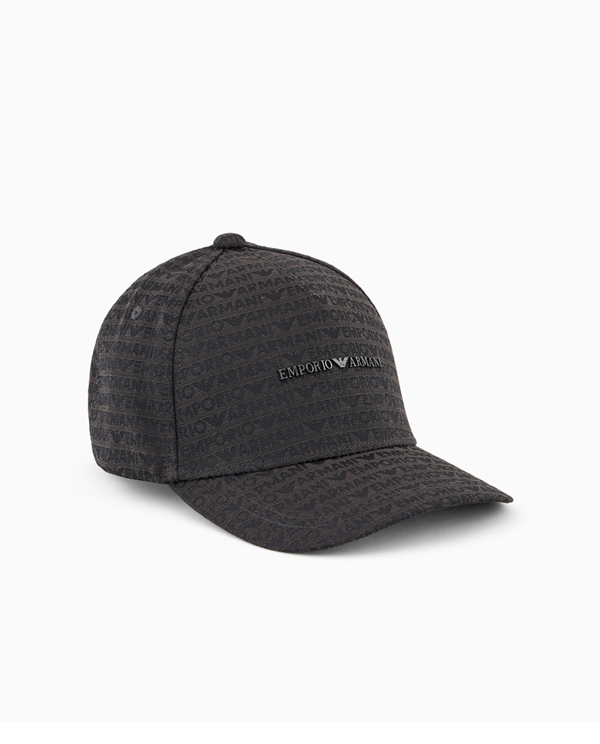 Boné de Nylon com Logótipo em Tecido Jacquard Preto-1