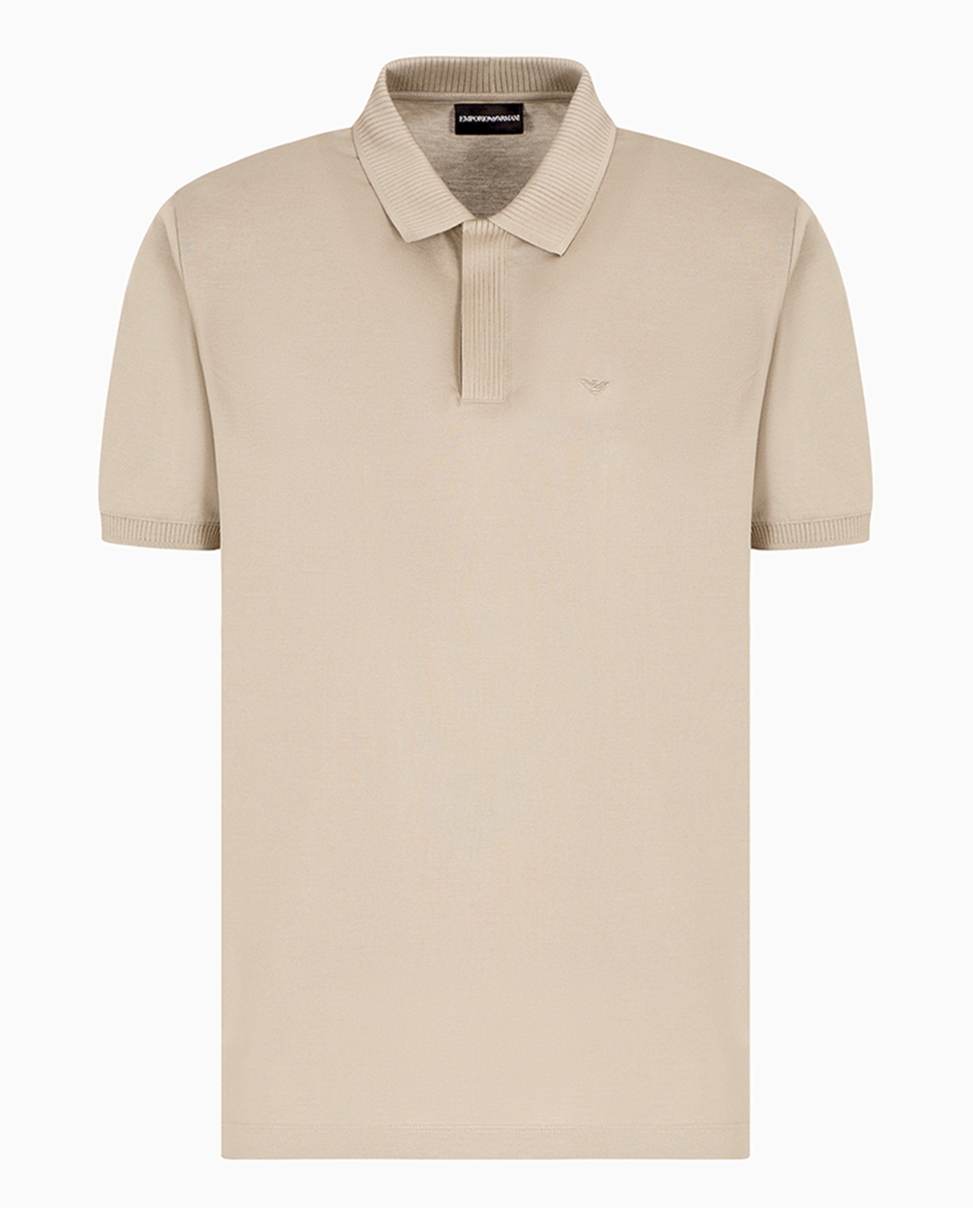 Polo Regular Fit com Manga Curta Taupe-4