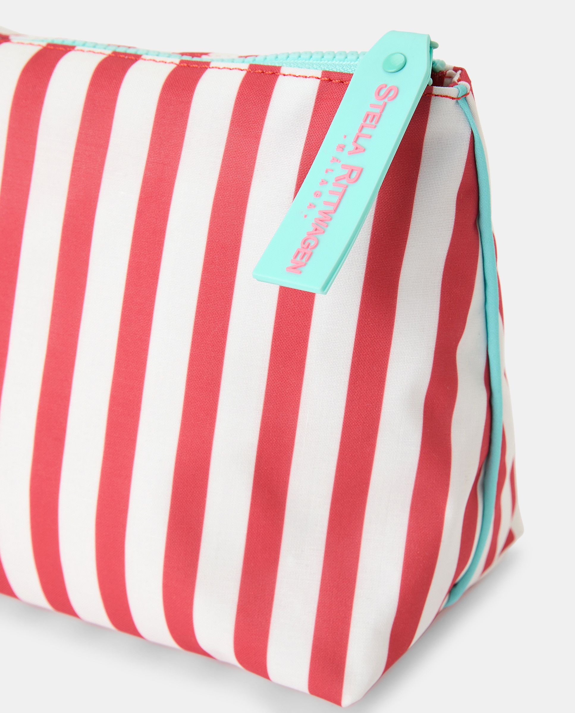 Nécessaire Plastificado com Estampado às Riscas Rosa-4