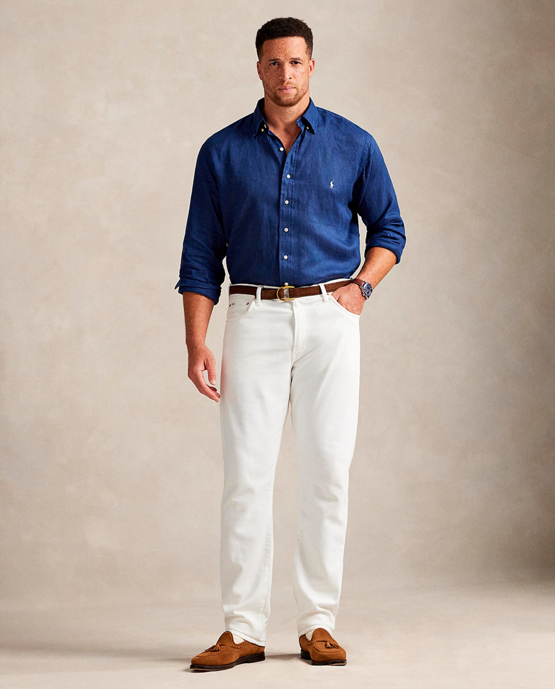 Camisa de Linho Custom fit Azul-marinho-7