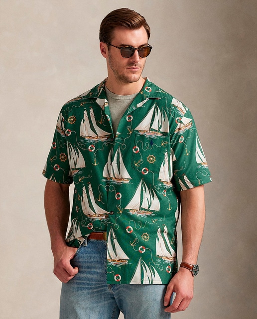 Imagem 0 de Camisa Oxford de Manga Curta com Estampado Tamanhos Grandes
