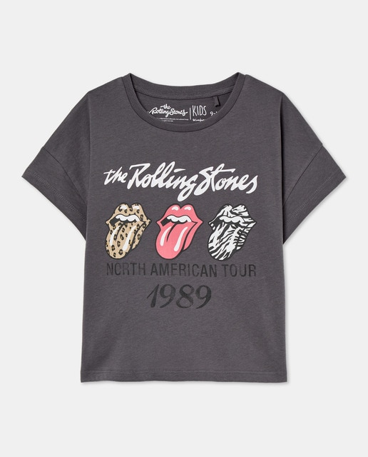 Imagem 0 de T-shirt de Manga Curta com Estampado Posicional Rolling Stones com Glitter