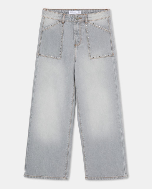 Imagem 0 de Jeans Wide Leg com Tachas nos Bolsos