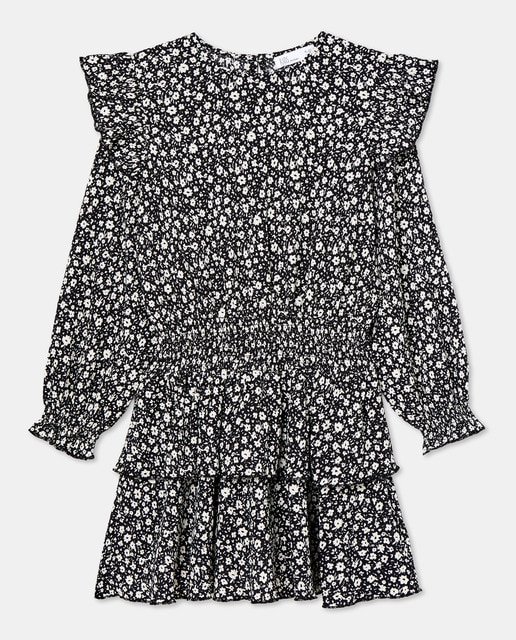 Imagem 0 de Vestido de Manga Comprida com Folho e Elásticos na Cintura