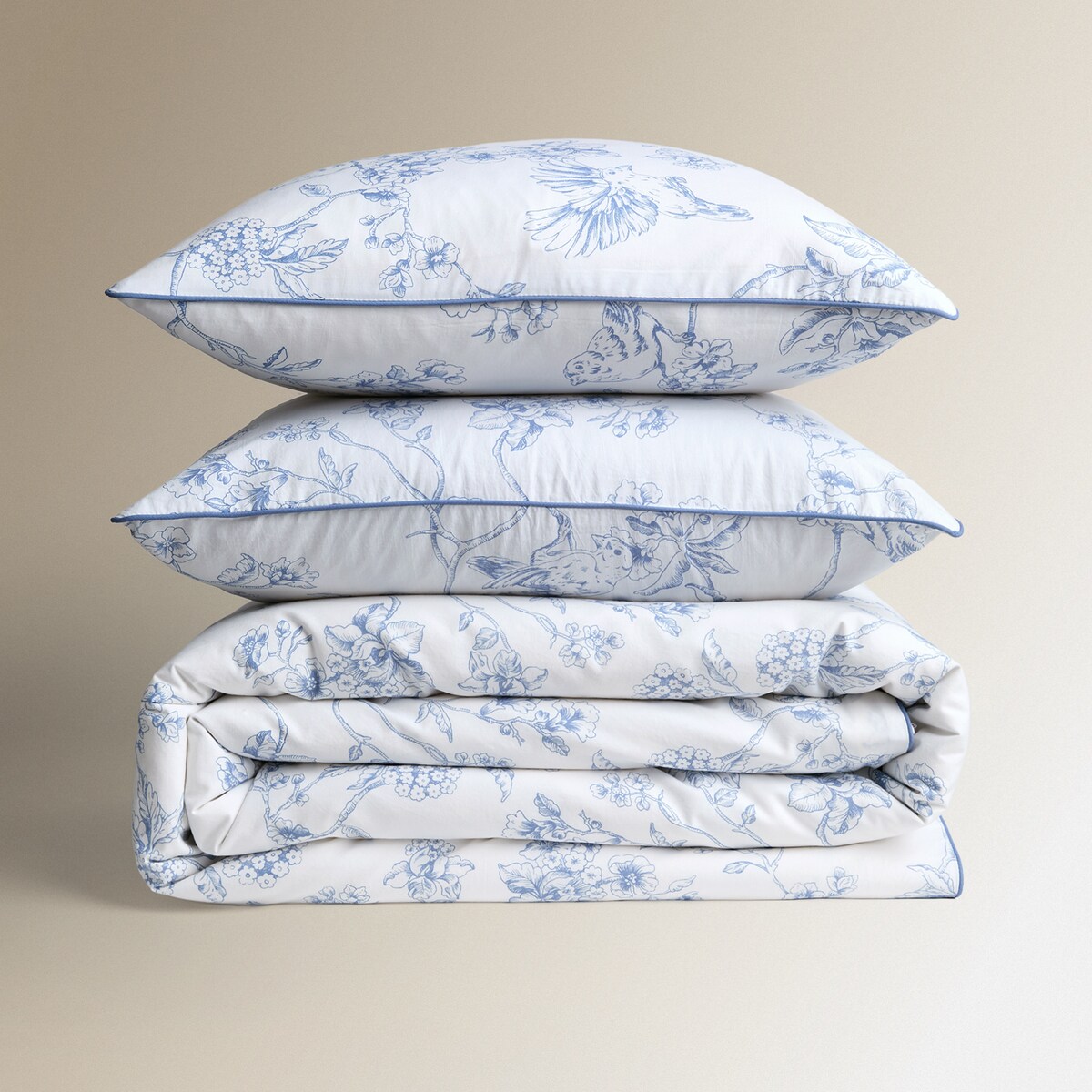 Conjunto de Capa de Edredão de Algodão Birds Azul-6