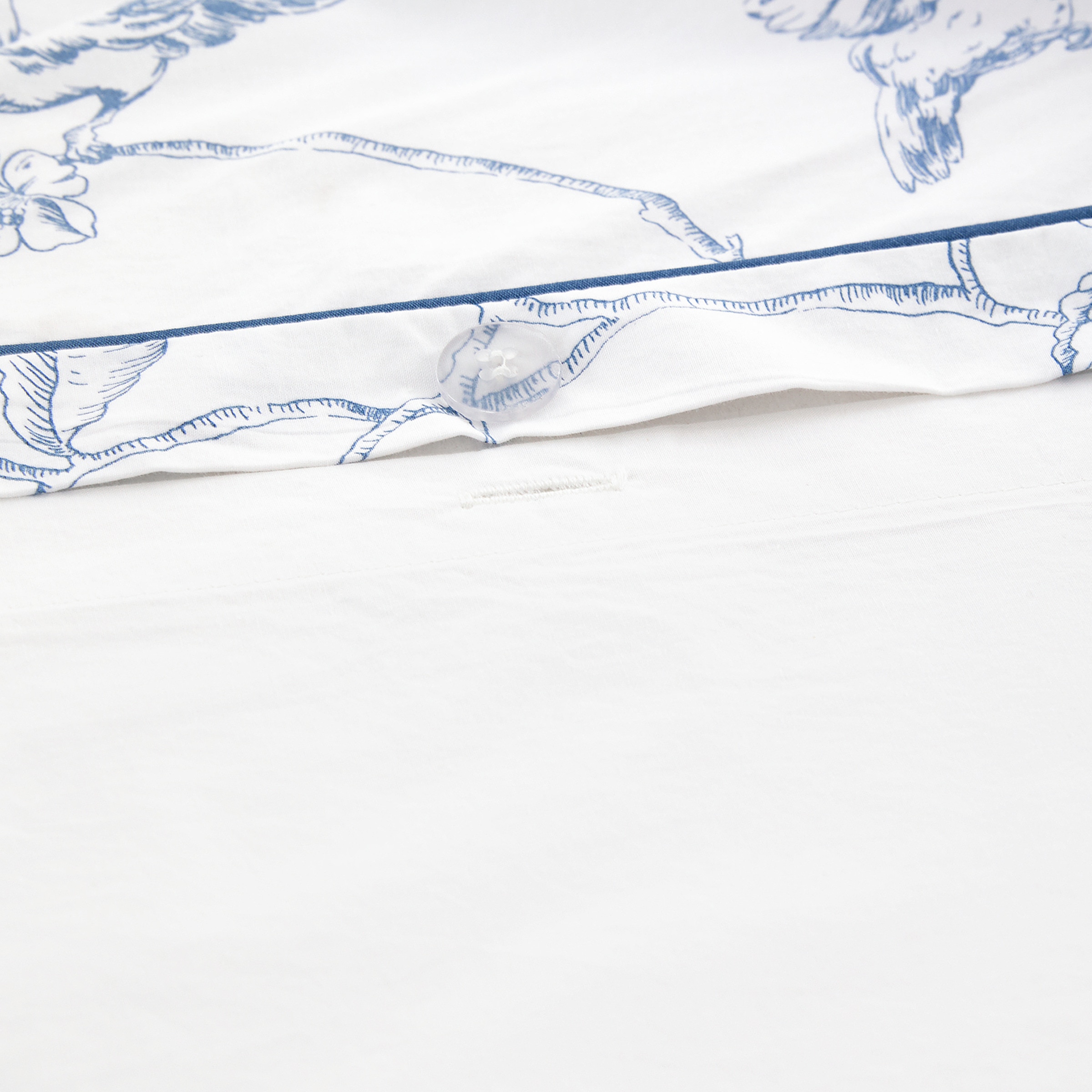 Conjunto de Capa de Edredão de Algodão Birds Azul-5