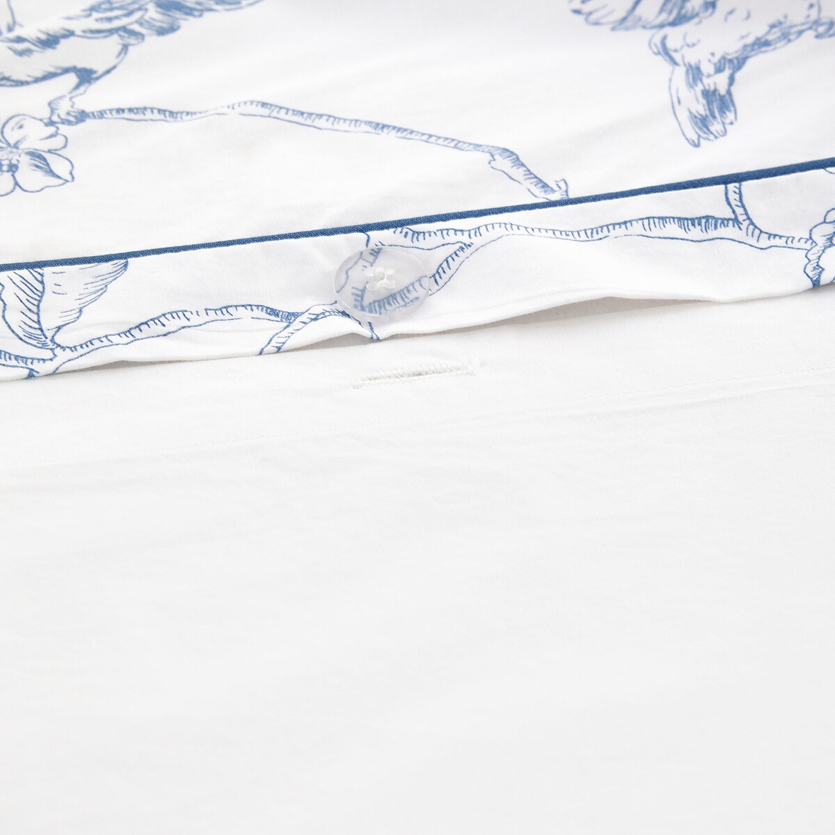 Conjunto de Capa de Edredão de Algodão Birds Azul-5