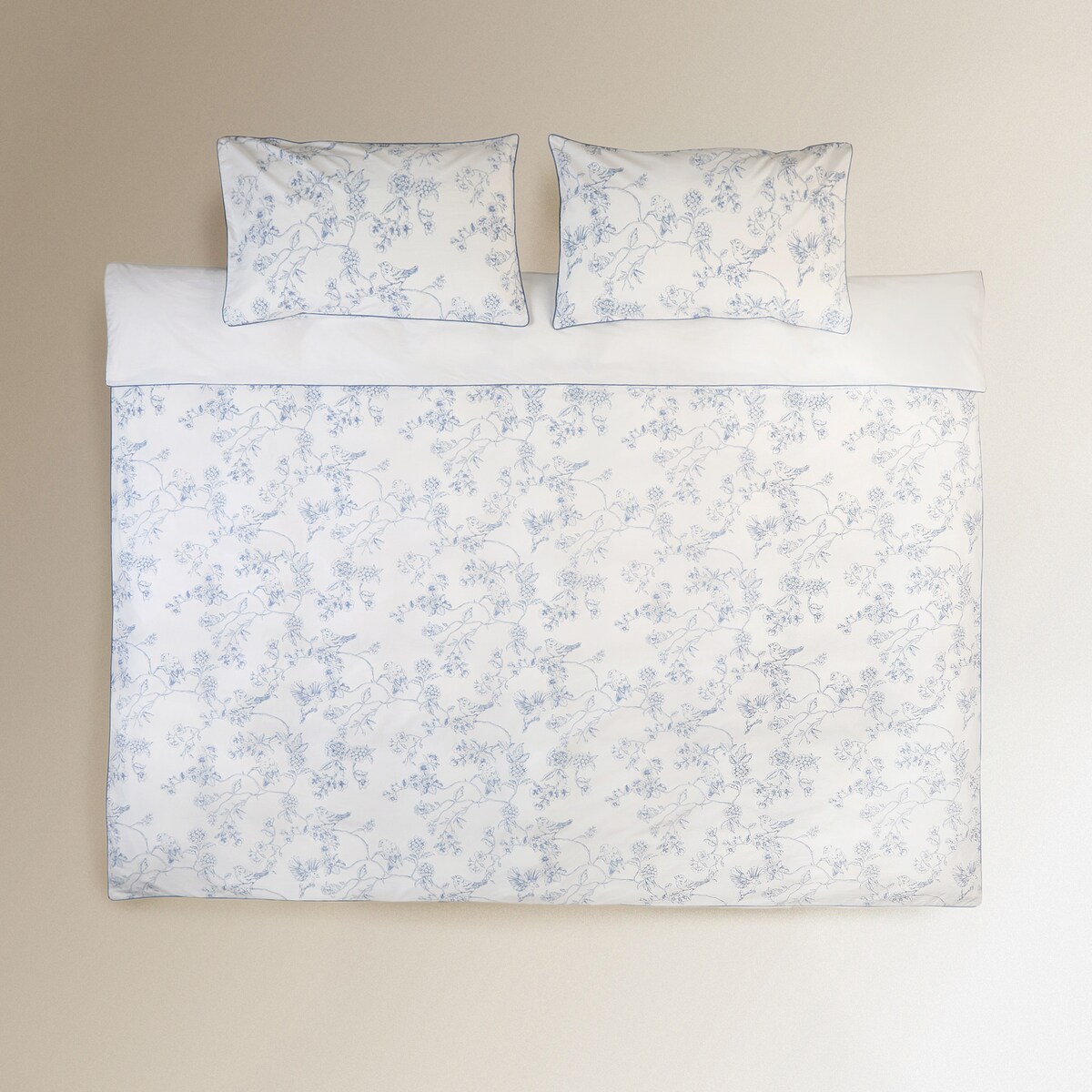 Conjunto de Capa de Edredão de Algodão Birds Azul-2