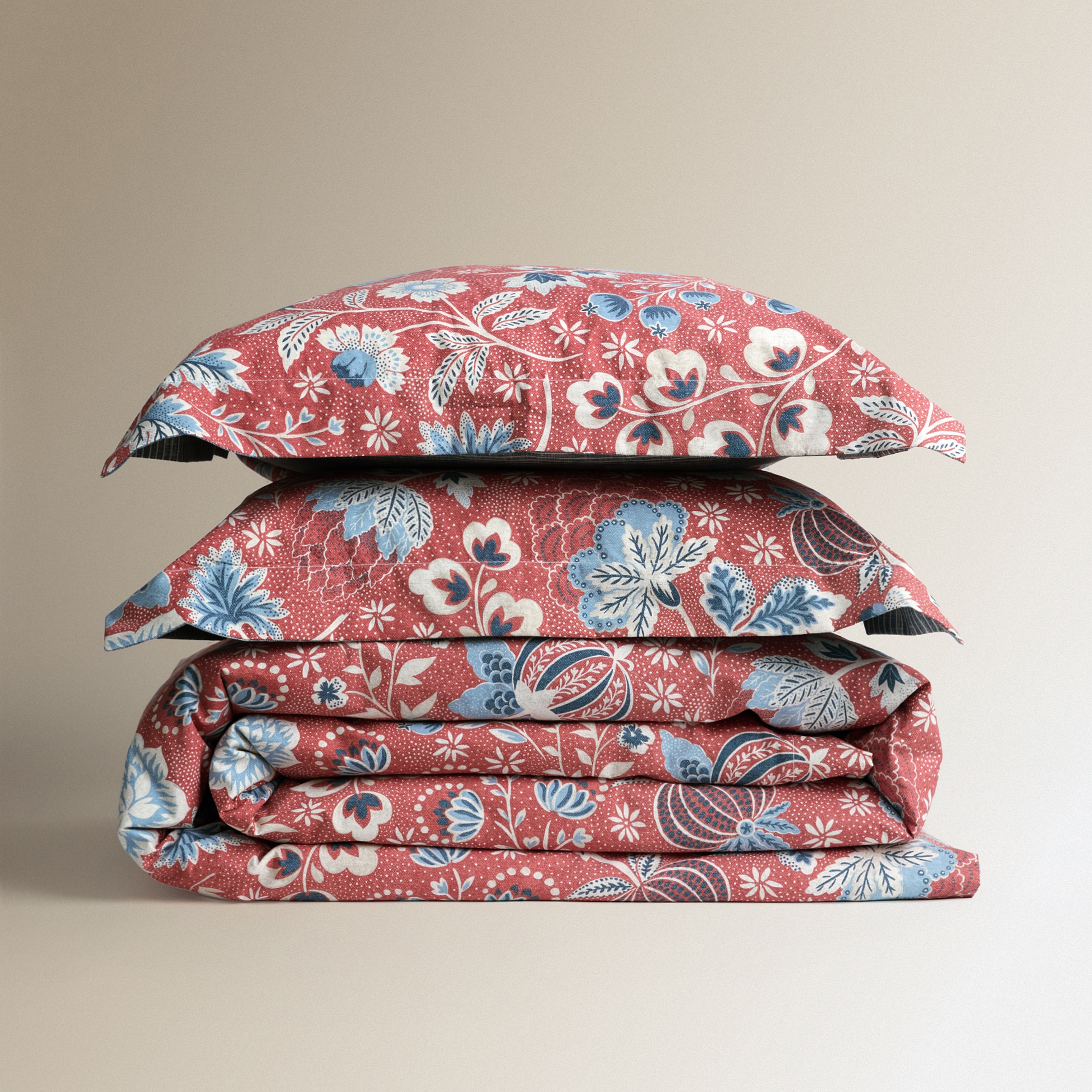 Juego de funda nórdica algodón percal 400 hilos Candy Rojo-6