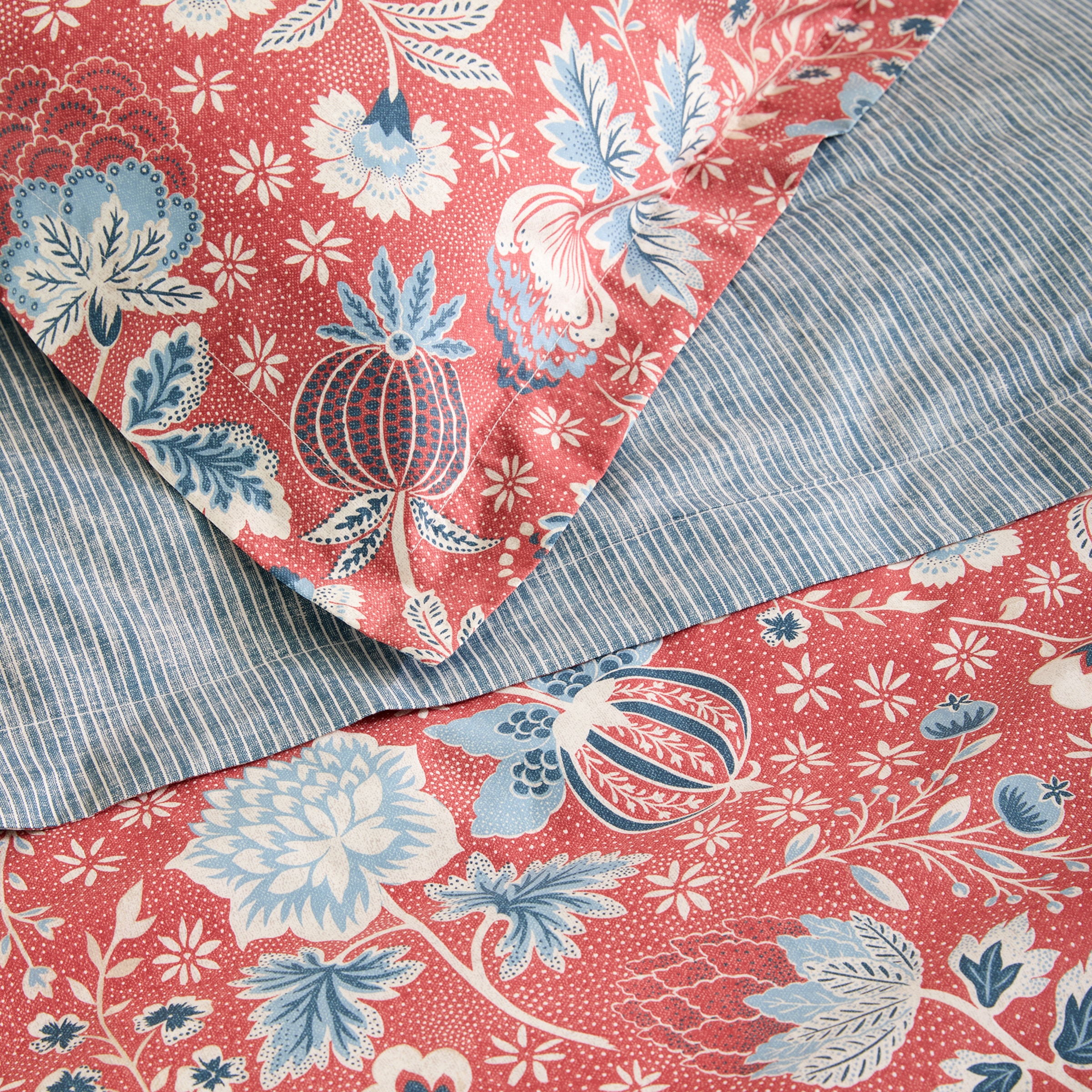 Juego de funda nórdica algodón percal 400 hilos Candy Rojo-4