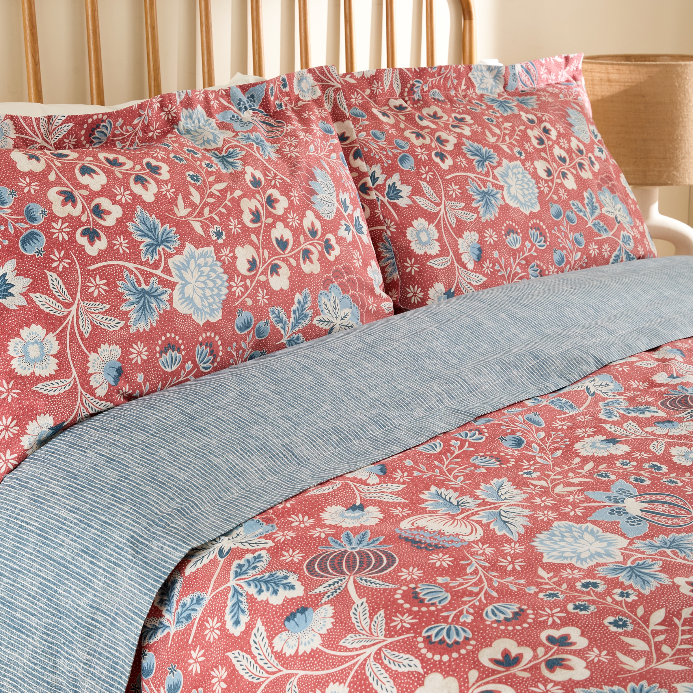 Juego de funda nórdica algodón percal 400 hilos Candy Rojo-3