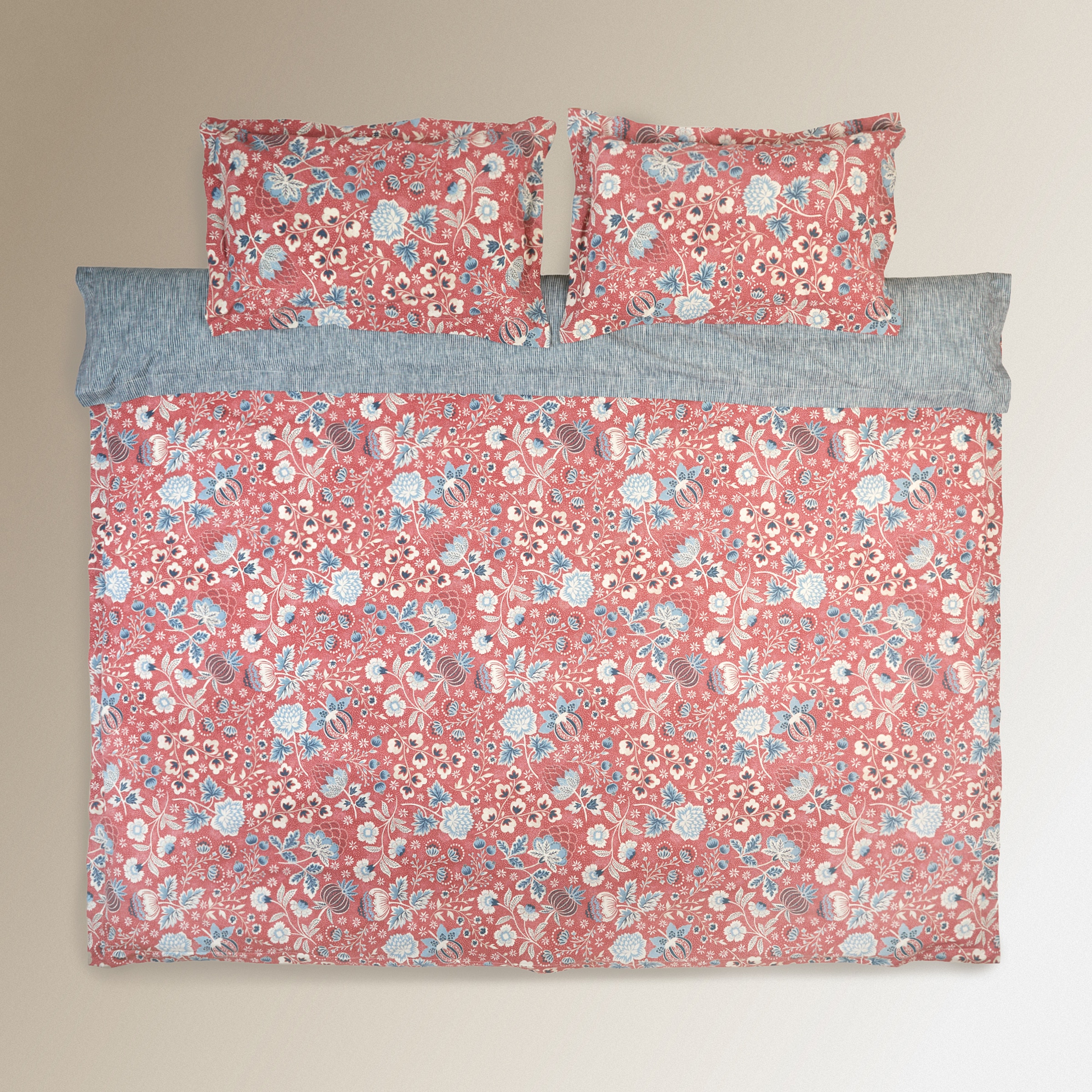 Juego de funda nórdica algodón percal 400 hilos Candy Rojo-2