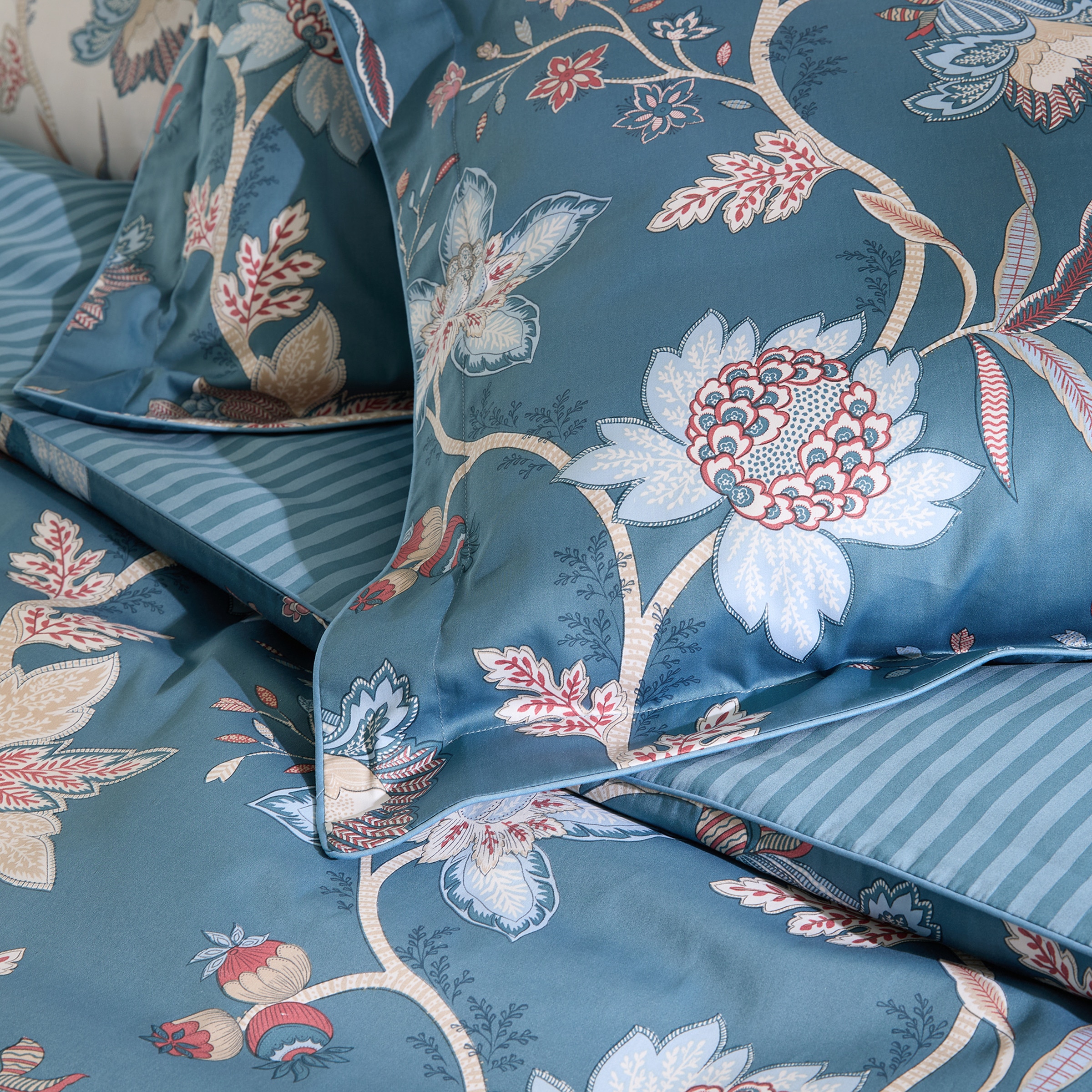 Juego de funda nórdica algodón Satén Verona Azul-4