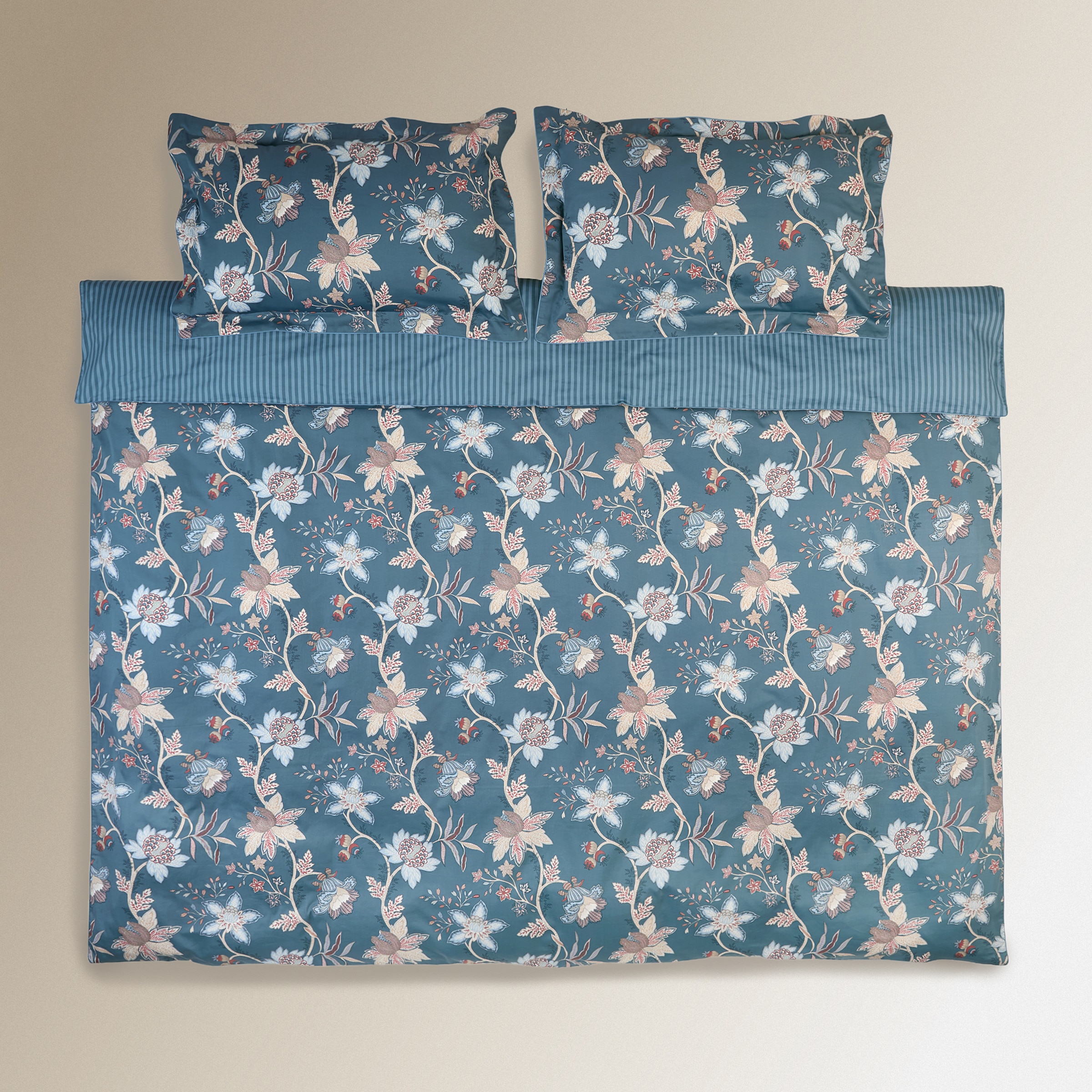 Juego de funda nórdica algodón Satén Verona Azul-2