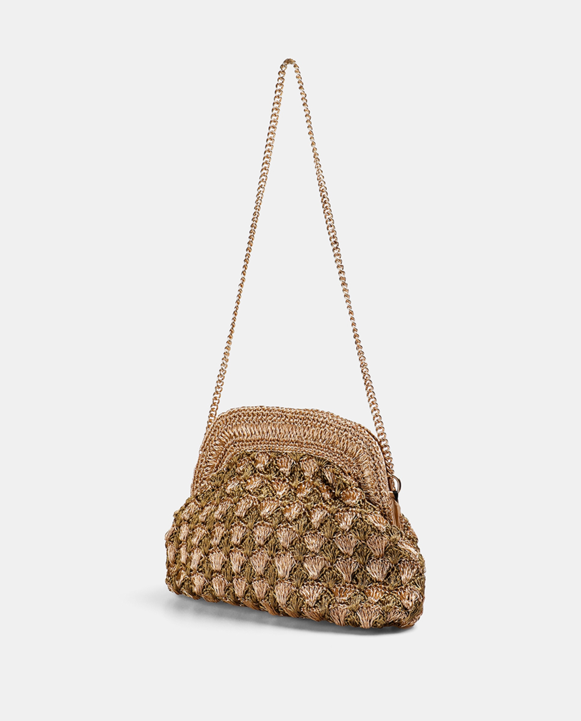 Mala Clutch de Crochet - Dourado Ouro-3