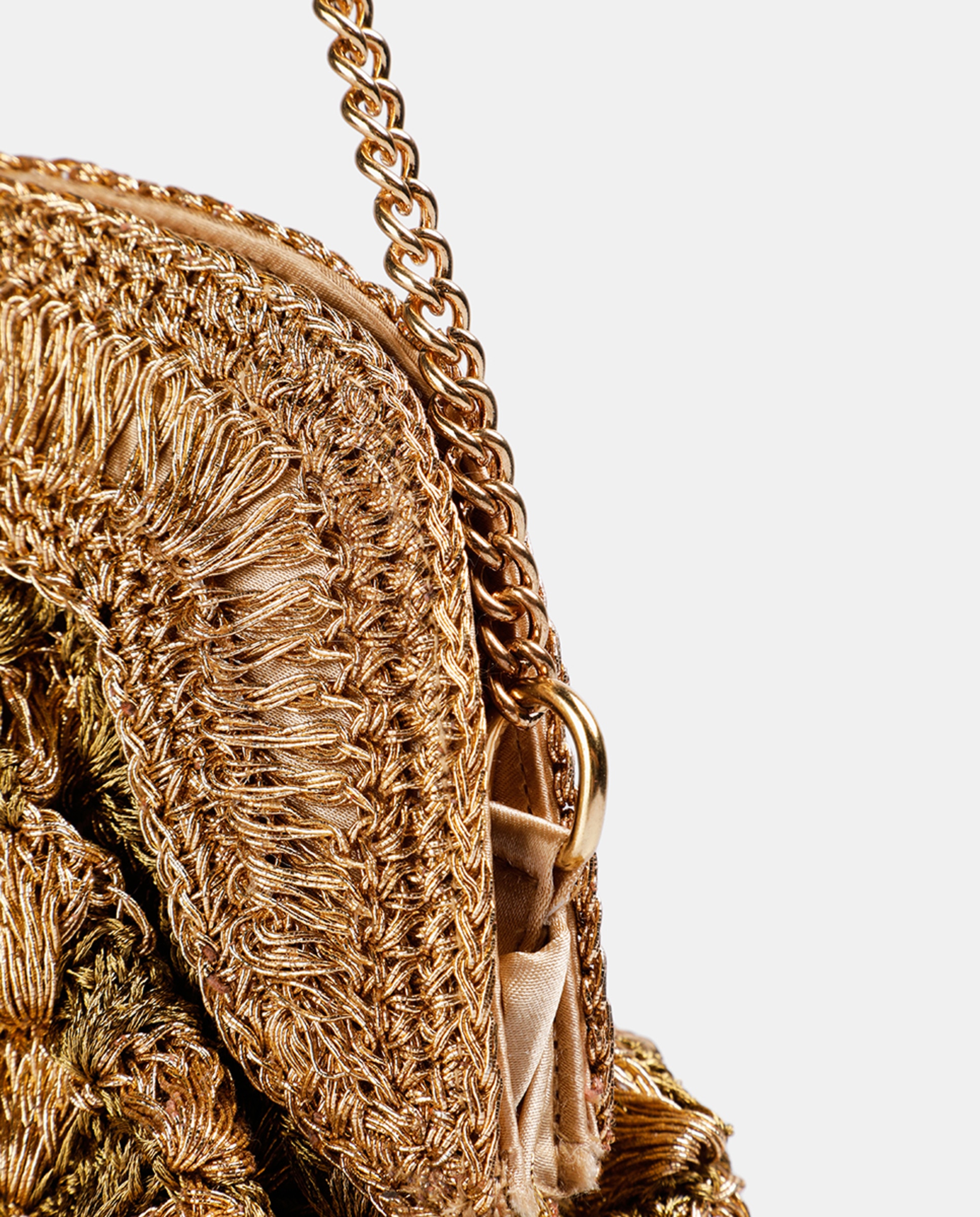 Mala Clutch de Crochet - Dourado Ouro-4