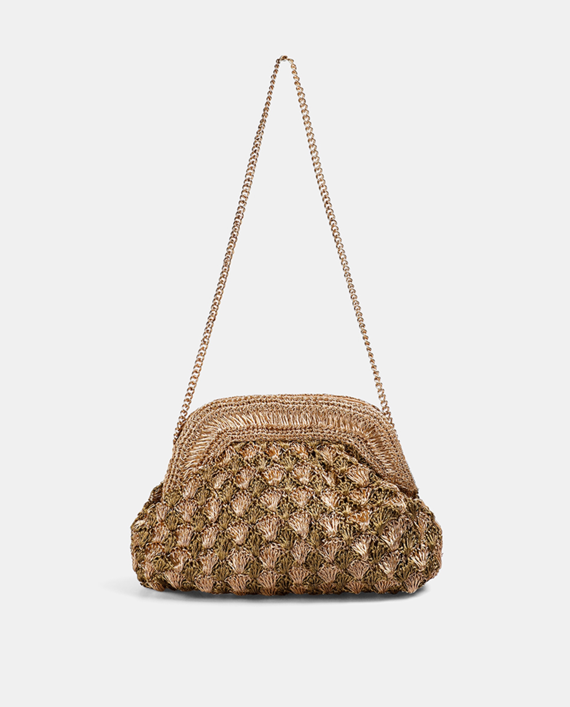 Mala Clutch de Crochet - Dourado Ouro-2