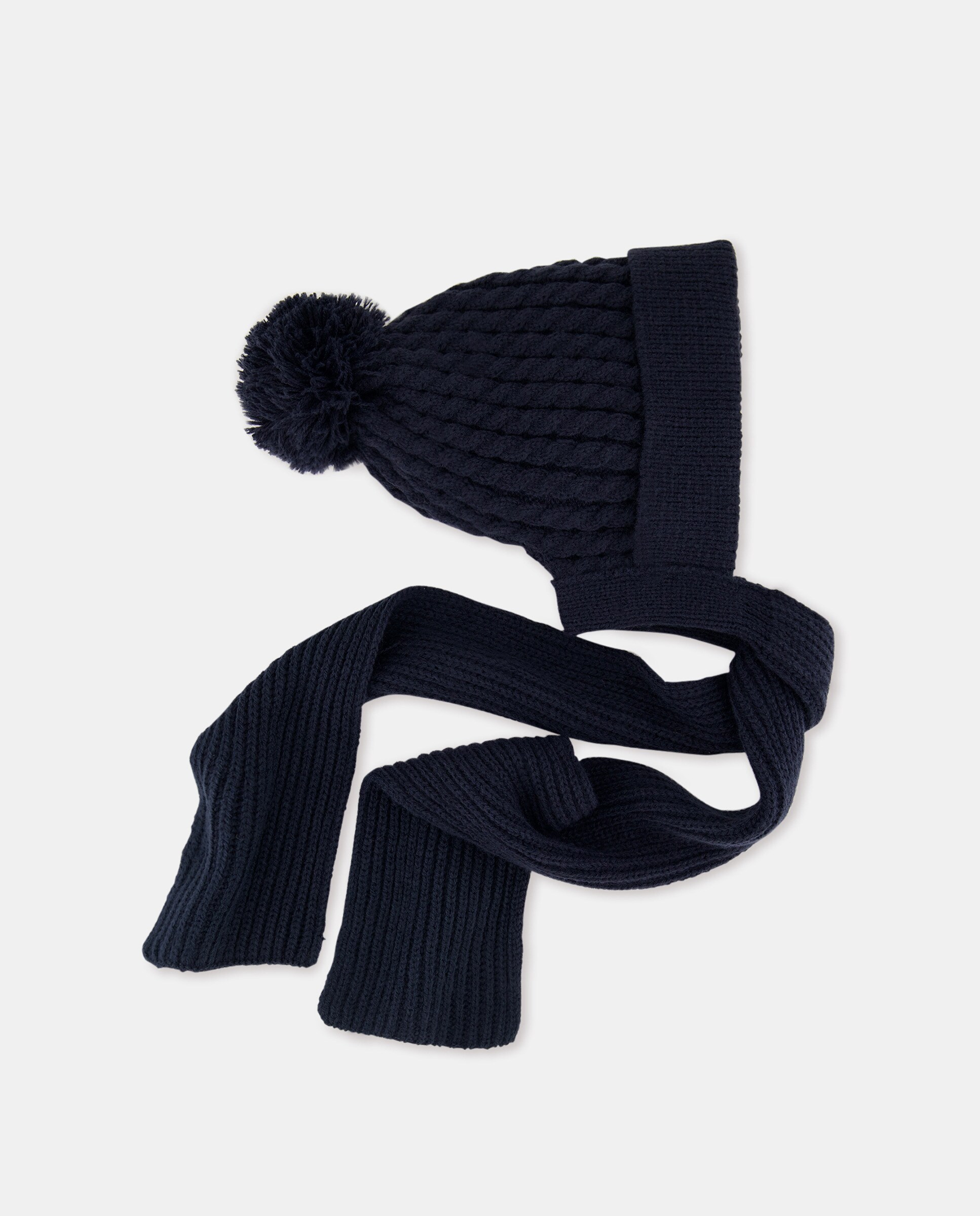 Gorro de Bebé com Cachecol com Tranças Azul-marinho-1