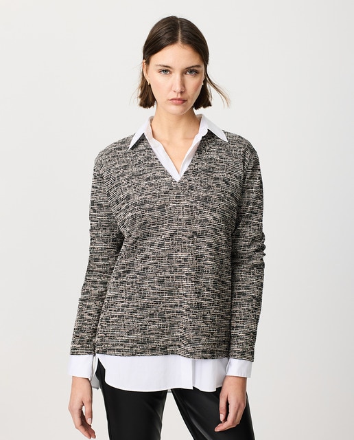 Imagem 0 de T-shirt de Decote em Bico com Jacquard