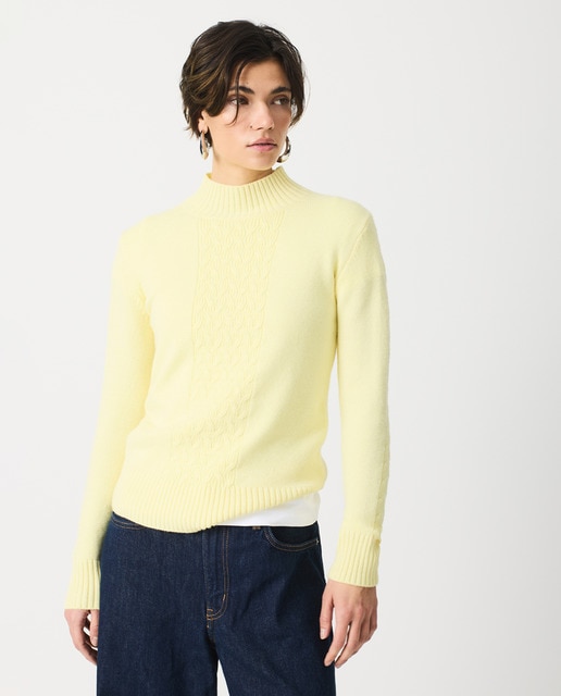 Imagem 0 de Camisola de Malha Entrançada com Gola Alta
