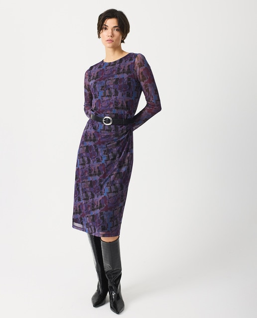 Imagem 0 de Vestido de Tule com Estampado Floral e Franzido