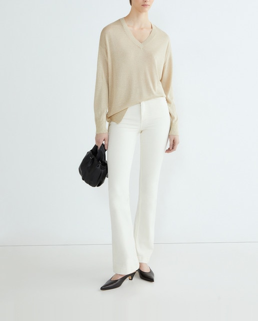 Imagen 0 de Jersey de mujer oversize cuello pico metalizado