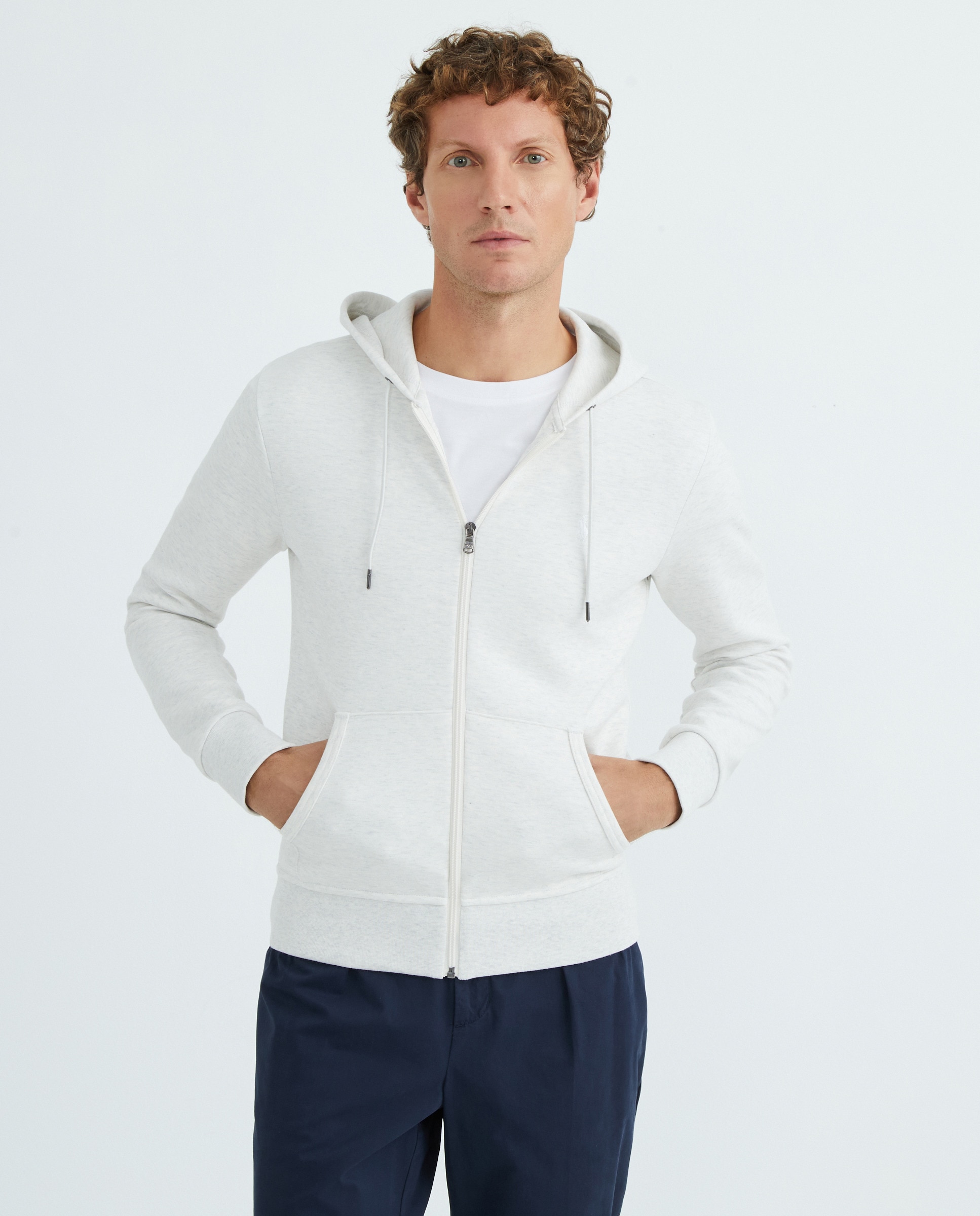 Sweatshirt com Capuz e Fecho de Correr Cinzento Prateado-3