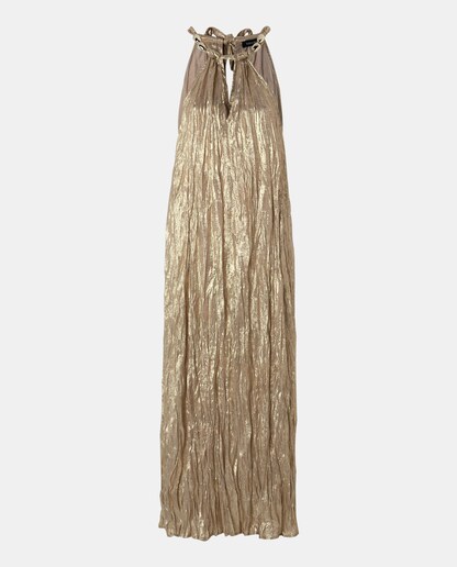 Imagem 0 de Vestido Midi Halter sem Mangas com Detalhe de Nó e Brilhantes