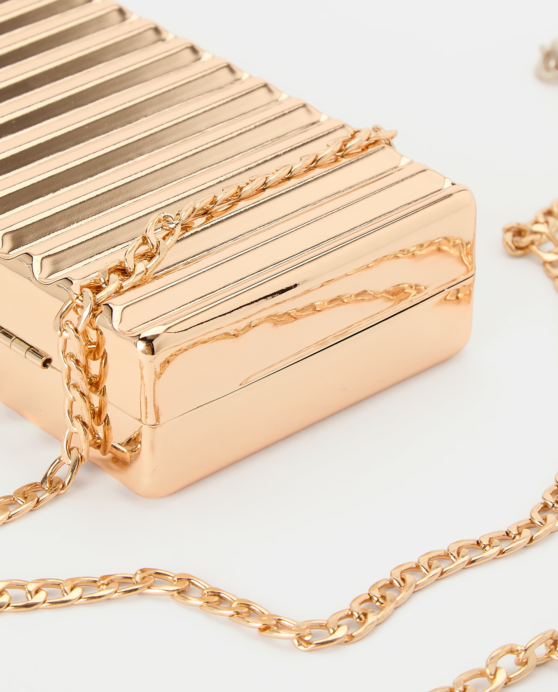 Mala Clutch com Brilho e Fecho de Bambu 390 Ouro-3