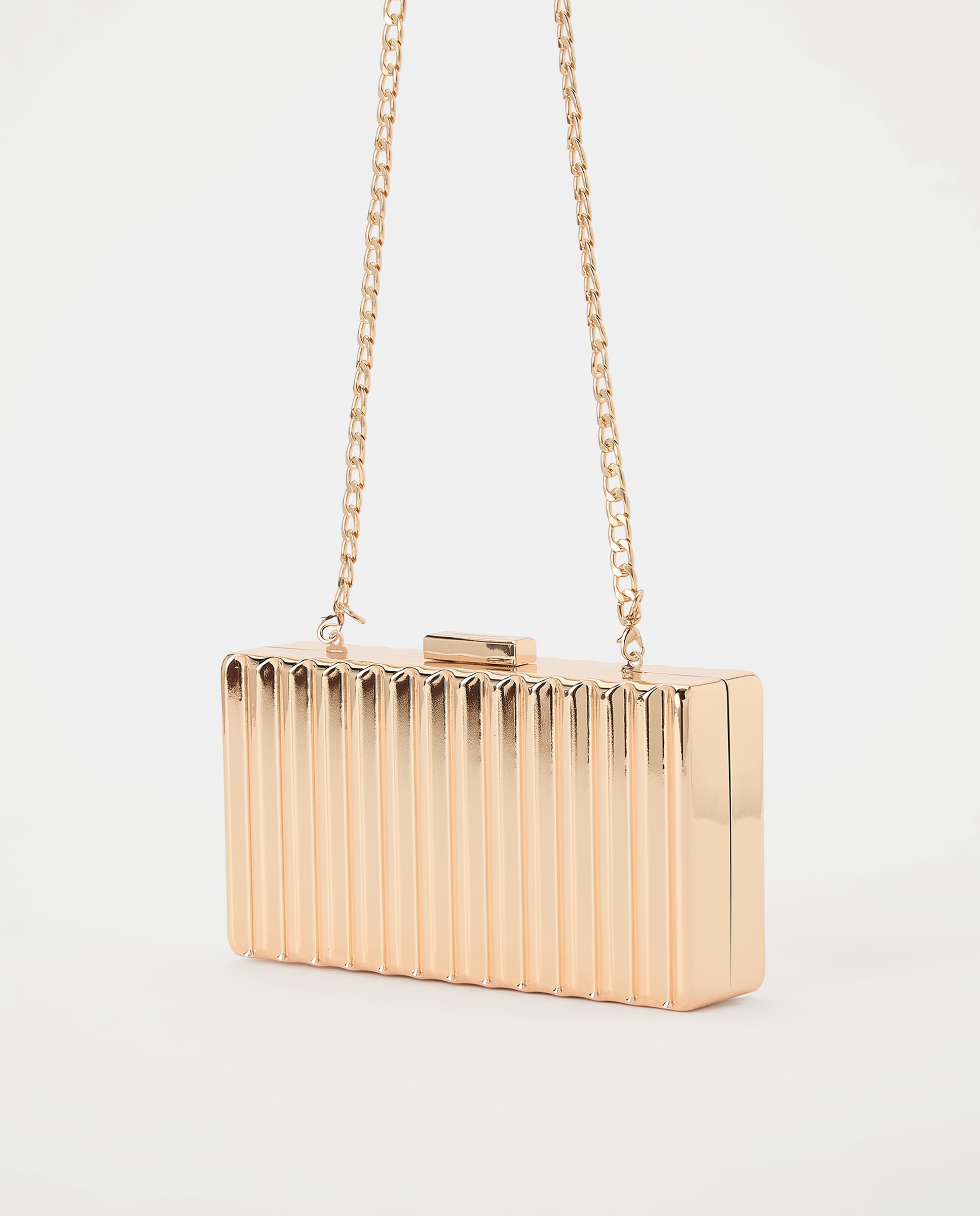 Mala Clutch com Brilho e Fecho de Bambu 390 Ouro-2