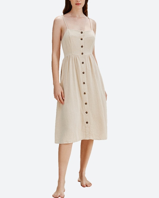 Imagen 0 de Vestido midi de tirantes con cierre de botones