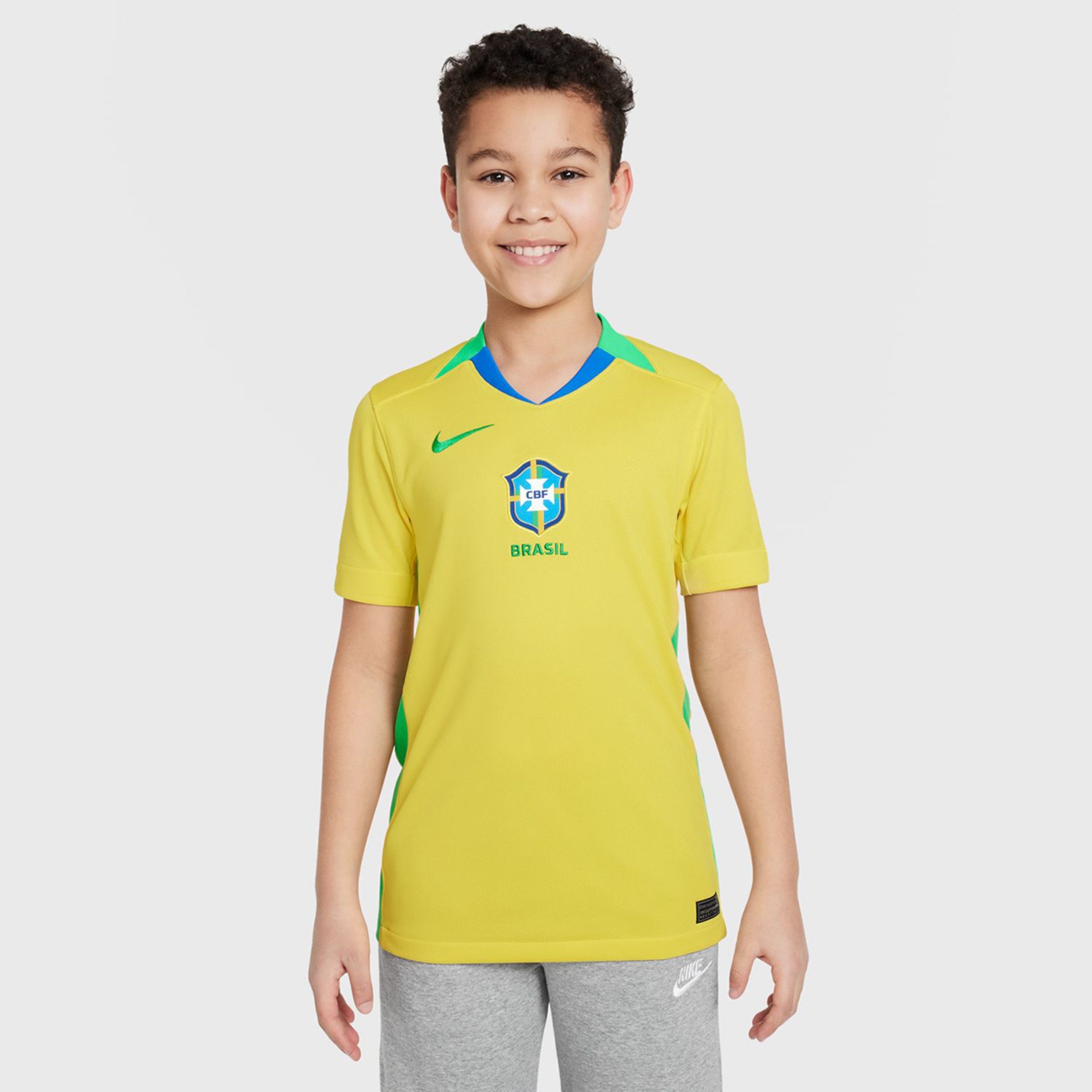 T-shirt de Criança 1.º Equipamento Brasil 2025 Stadium Amarelo-1