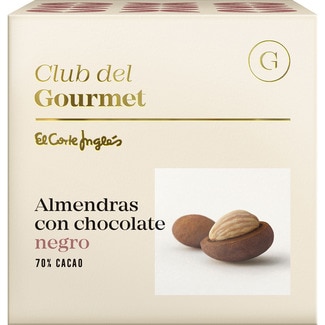 almendras con chocolate negro 70% cacao estuche 80 g - Club Del Gourmet